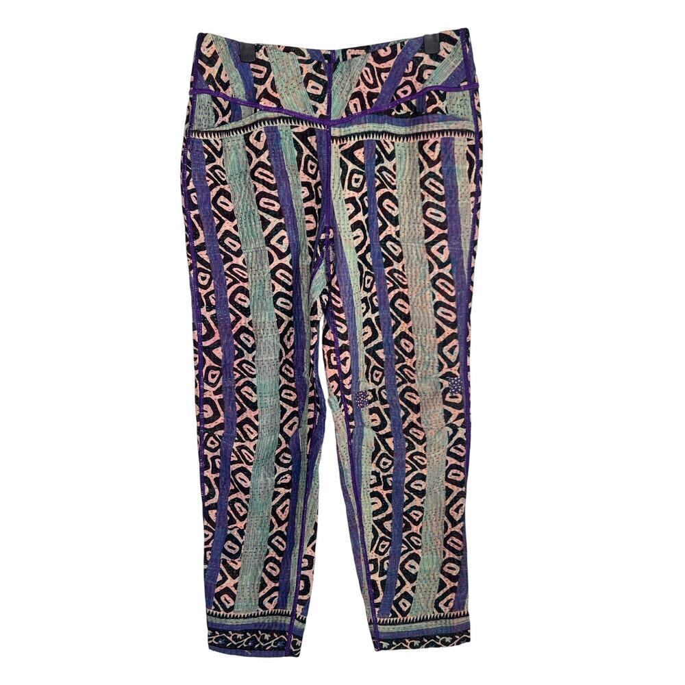 NWT Mieko Mintz Vintage Cotton Kantha Slant Pocket Ankle Pants Purple Women's M